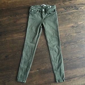 Zara green mid rise skinny jeans